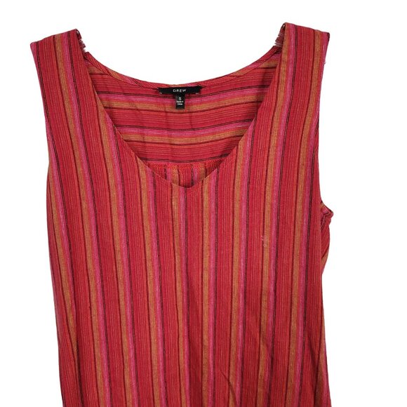 Drew Size S Dress Desert Stripe Sarong Skirt Linen Rayon Sleeveless Pullover Red - Picture 10 of 16